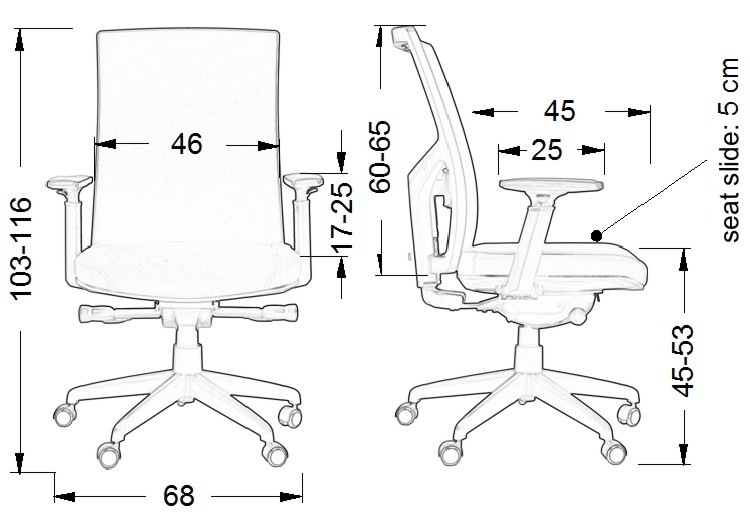 Office Armchair With Seat Slide System Kb 8922b S Black Swivel